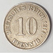 GERMANY 1914 A A . TEN 10  PFENNINGS . GERMAN EMPIRE